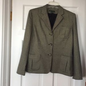 Ralph Lauren Size 12 Herringbone Wool Blazer